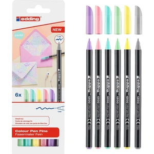 1200 Ince Uçlu Keçeli Kalem 6lı Set Pastel Renkler