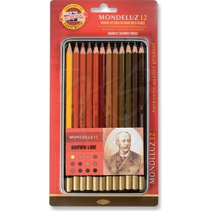 Koh-I-Noor Mondeluz Aquarell Sulu Boya Kalem Seti 12LI Brown Line