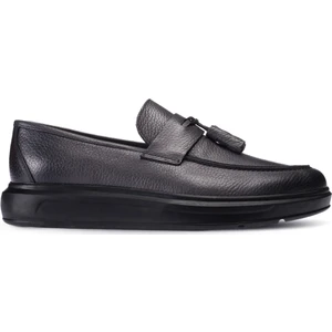 Deri Gri Püsküllü Erkek Loafer