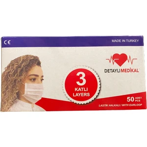 Detaylı Medikal Üç Katlı Filtreli Tek Kullanımlık Full Ultrasonic Maske 50'li x 5 Adet