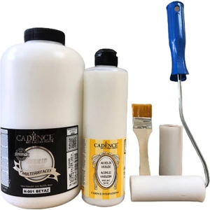 Beyaz Boya 2 Litre + Yarımat Vernik 500 ml + Sünger Rulo + Fırça