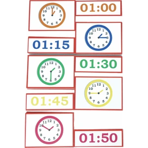 Meraklı Zebra Saatleri Öğreniyorum Eşleştirme Kartları