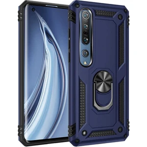 Case Street Xiaomi Mi 10 Kılıf Tank Koruma Vega Standlı Yüzüklü Mıknatıslı Lacivert