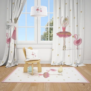 Mekta Home Balerin Kız Çocuk Odası Takımı Fon Perdesi 2 Kanat MKT-107