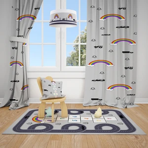 Mekta Home Gökkuşağı Çocuk ve Bebek  Odası Fon Perdesi 2 Kanat MKT-112
