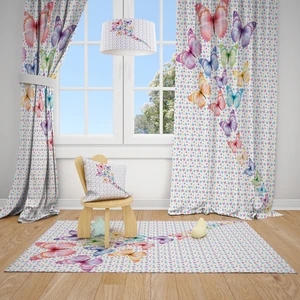 Mekta Home Kelebek Desenli Çocuk ve Bebek  Odası Fon Perdesi 2 Kanat MKT-116