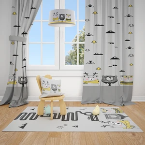 Mekta Home Sevimli Ayılar 2 Çocuk ve Bebek Odası Fon Perde 2 Kanat MKT-094