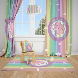 Mekta Home Renkli Çocuk ve Bebek  Odası Fon Perdesi 2 Kanat MKT-122