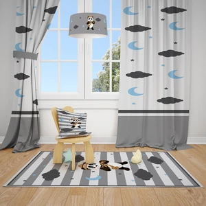 Mekta Home Yıldızlar ve Bulutlar Çocuk ve Bebek  Odası Fon Perdesi 2 Kanat MKT-130