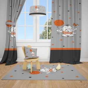 Mekta Home  Turuncu Balon Çocuk ve Bebek  Odası Fon Perdesi 2 Kanat MKT-141
