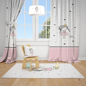 Mekta Home  Prenses Kız Çocuk ve Bebek  Odası Fon Perdesi 2 Kanat MKT-147