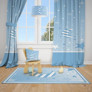 Mekta Home Gökyüzü Desen Çocuk ve Bebek  Odası Fon Perdesi 2 Kanat MKT-153
