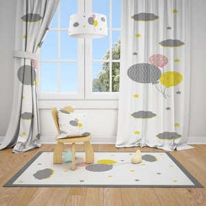 Mekta Home Balon ve Bulut Desen Çocuk ve Bebek  Odası Fon Perdesi 2 Kanat MKT-162