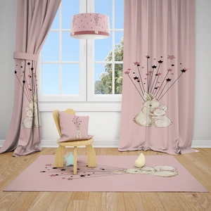 Mekta Home Tavşanlar  Çocuk ve Bebek  Odası Fon Perdesi 2 Kanat MKT-168