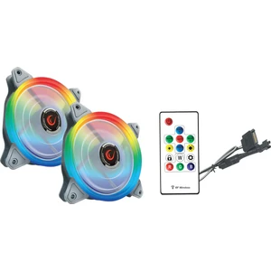 RB-K2 120 x 120 x 25mm 2 x Aurora gökkuşağı Ledli Fan 2 x gökkuşağı LED Şerit Uzaktan Kumandalı Fan