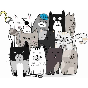 Sticker Atölyesi Kedi Çetesi Sticker - 17004 Renkli 8.5 x 11 cm