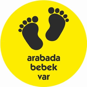 Sticker Atölyesi Arabada Bebek Var Sticker - 20005 Renkli 9 x 9 cm