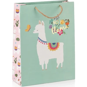 Lama Turkuaz Hasır Saplı Karton Çanta