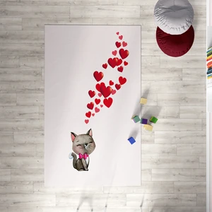 Mekta Home Kalp ve Kedi Desen Çocuk ve Bebek  Odası Halısı MKTH-158