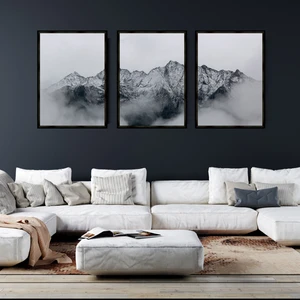 Çerçeve Home  Üçlü Çerçeveli Poster Seti  Dağ Zirvesi