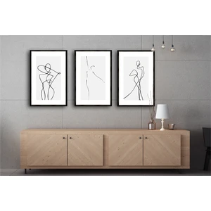 Çerçeve Home  Üçlü Çerçeveli Poster Seti  Abstract Drawing
