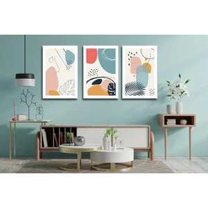Çerçeve Home  Üçlü Çerçeveli Poster Seti  Abstract Shapes 2