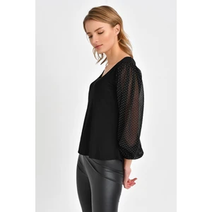 Puantiye Tül Kollu Bluz