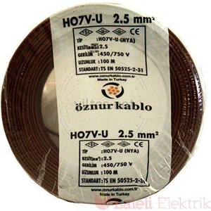 2,5 Mm2 Nya Kablo Tek Damar Kahve Kablo 100M