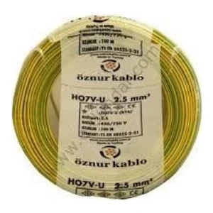 2,5 Mm2 Nya Kablo Tek Damar Sarı Yeşil Kablo
