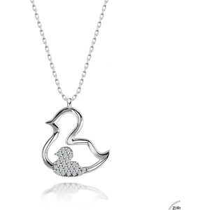 Swarovskı Taşlı Gümüş Ördek Kolye