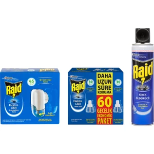 Elektrolikit Sinek Kovucu 45 Gece Sistem + Sinek Kovucu Elektrolik Likit Yedek 60 Gece + Sineksavar 2si 1 Arada 300 ml