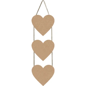 Pol & Art F 724 Ahşap 3 Lü Ipli Kalpli Pano