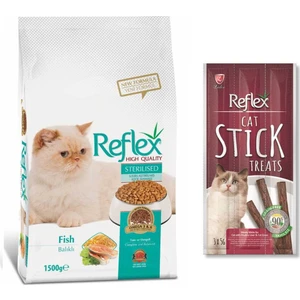 Sterilised Somon Balıklı Kısır Kedi Maması 1.5 kg + Reflex Ciğerli Stick