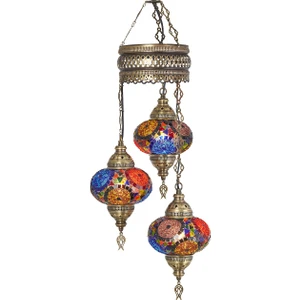 Otantik 3'lü Tavan Sarkıt Mozaik Aydınlatma
