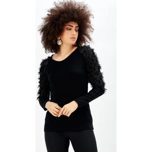 Siyah Likrali Viskon Bluz_Blz32722