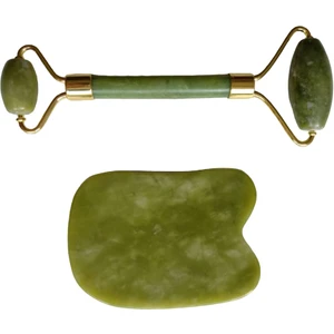 Lovely Bird Jade Roller + Guasha Seti