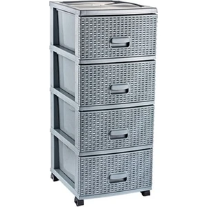 Raddan Komidin 4 Çekmeceli Sebzelik Metalik Gri