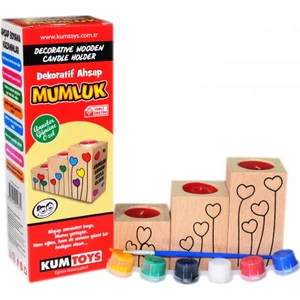 Dekoratif Ahşap Mumluk Renkli Balonlar Desenli