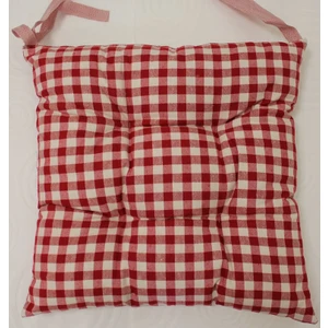Tropik Home Ekose Desen Kırmızı Renk Pufidik Silikon Dolgulu Çökme Yapmaz 40 x 40 cm Kare Sandalye Minderi