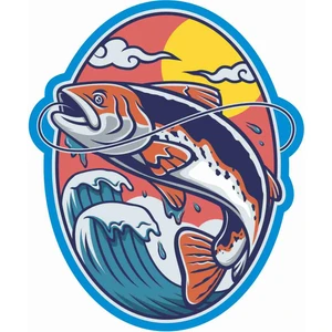 Sticker Atölyesi Koi - Balıkçılık - Fishing Sticker - 13159 Renkli 10 x 8 cm