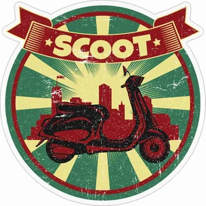 Sticker Atölyesi Vespa - Scooter Sticker - 14195 Renkli 8 x 8 cm