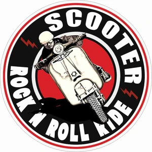 Sticker Atölyesi Vespa - Scooter - Rock - Ride Sticker - 14196 Renkli 6 x 6 cm