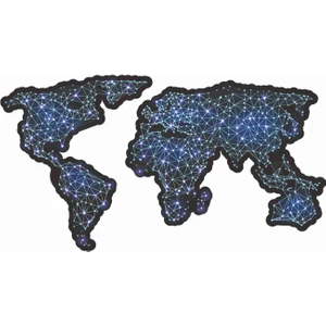 Sticker Atölyesi Dünya Haritası Sticker - 18073 Renkli 16 x 30 cm