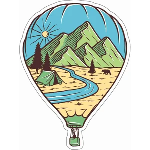 Sticker Atölyesi Kamp - Outdoor - Uçan Balon Sticker - 20563 Renkli 6 x 4.5 cm