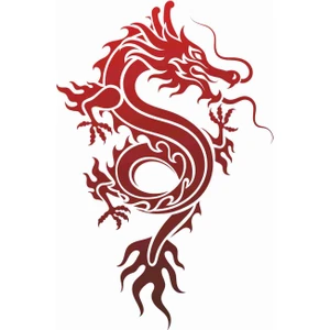 Sticker Atölyesi Kırmızı - Siyah - Ejderha - Dragon(Şeffaf) Sticker - 20610 Renkli 10 x 6.5 cm