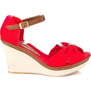 Fox Shoes Kırmızı Kadın Dolgu Topuklu Ayakkabı 9674040505