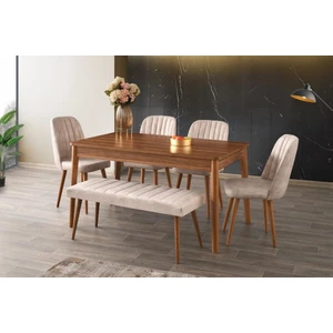 Sivas Gözde   Ceviz Açılır Banklı Mutfak Masa Sandalye Takımı 90 x 145 cm