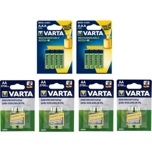 8 x 2700 Mah AA + 8 x 800 Mah AAA Şarjlı Pil