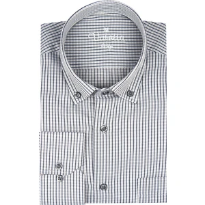 Erkek Gri Kareli Yaka Düğmeli Cepli Uzun Kol Gömlek