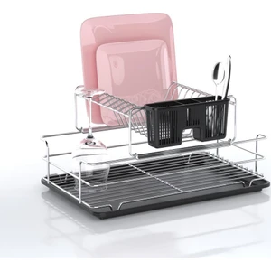 Iki Katlı Bulaşıklık Tabaklık Krom+Siyah Tepsi KB015